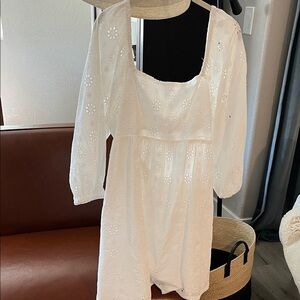 BP White Floral Embroidered Dress